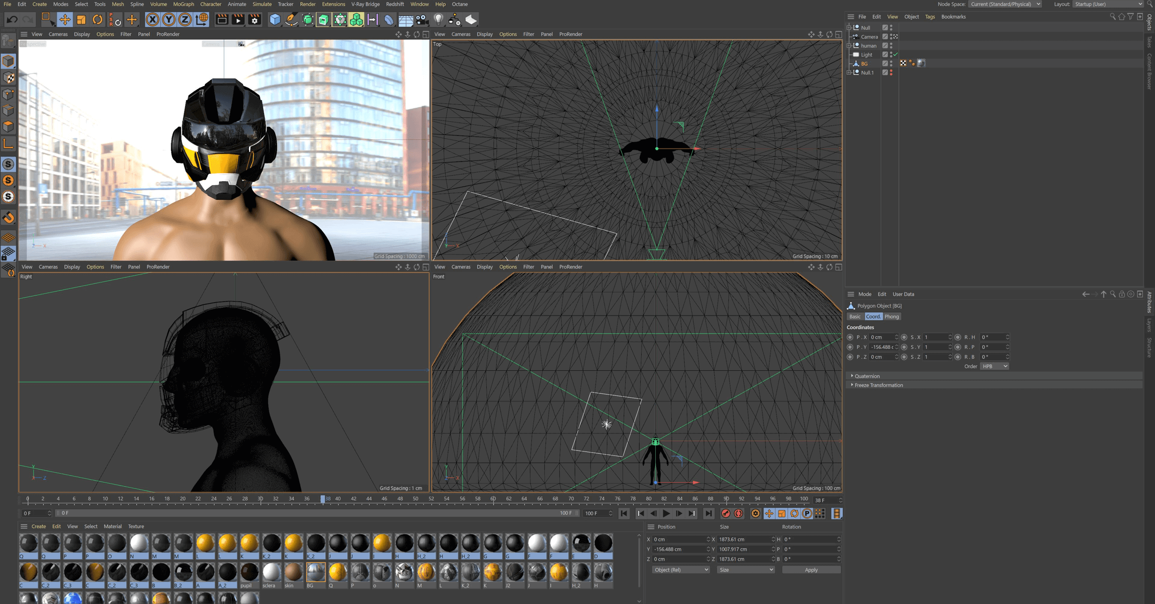 CINEMA 4D：マスクを3Dモデリング。アニメーション、ライティングの調整。ファイル容量を下げるために、ライティング（影）をマスクに焼き付け（ベイク）。